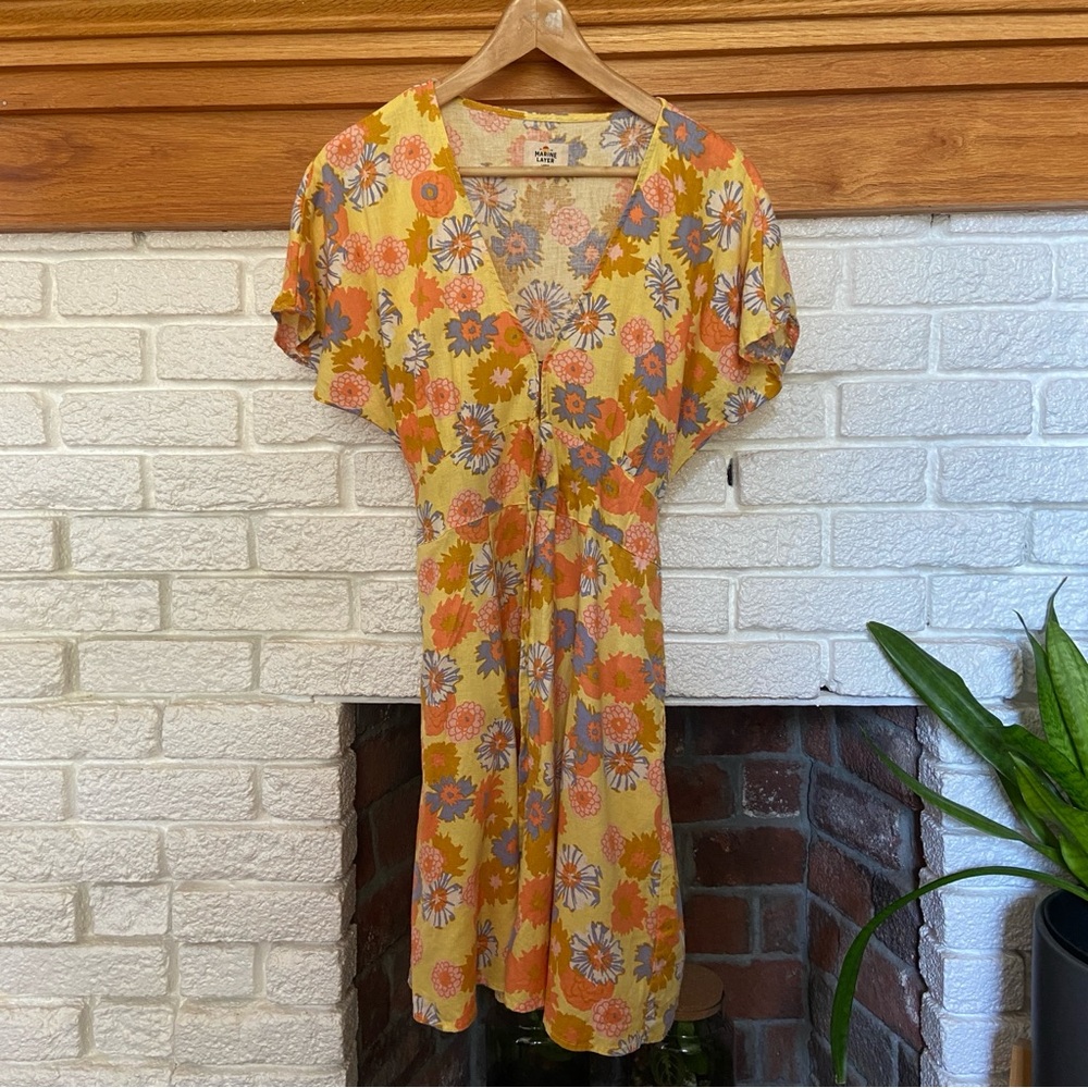 Marine Layer Camila Floral Yellow Dress